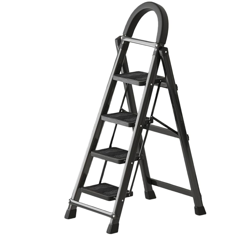 Foldable Black Ladder (Black 4 Steps)