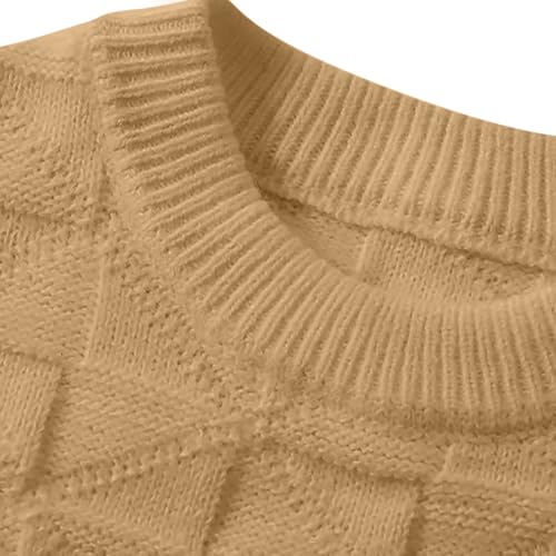 Mens Casual Loose Fit Pullover Sweater Knitted Long Sleeve Solid Sweaters Solid Color Comforable Round-Neck Sweater4