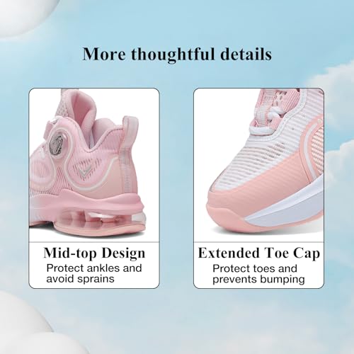 Image of VITUOFLY Kids Basketball Shoes Boys Sneakers Girls Mid-top Sports Shoes | Ankle protection, Non-slip TPR outsole, Cushioned shock-absorbing EVA midsole, Indoor outdoor sports for little & big kids