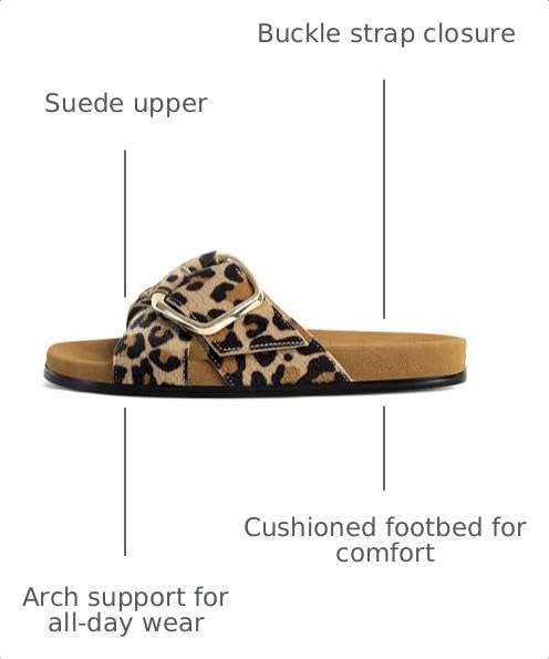 Image of Flat Sandals for Women Cross Buckle Straps Slides Slip-On Comfortable Summer Vacation Beach Sandals