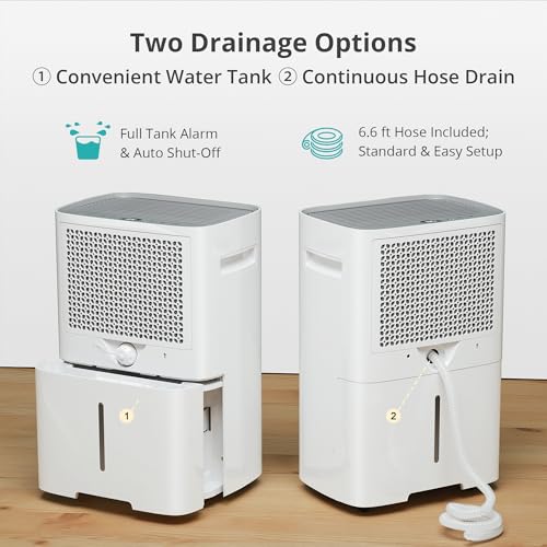 Kesnos 4,500 Sq. Ft. Energy Star Dehumidifier for Home, 52 Pint Dehumidifier with Drain Hose for Basement, Bedroom, Bathroom, Room, Featuring Front Display, 24H Timer and Auto Defrost Function