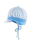 Made in Germany maximo Baby-Jungen Schildmütze mit Bindeband, kariert Mütze, Mehrfarbig (Neptun Green/Adria-Karo/Azur 6365), 45