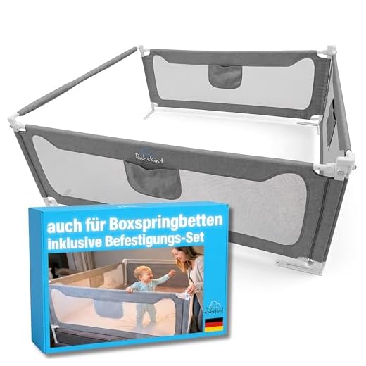Rausfallschutz Boxspringbett & Bettgitter Rausfallschutz – Bettschutzgitter Set inkl. Befestigungsmöglichkeiten - zertifizierte Sicherheit für Kinder, passend für Boxspringbetten (3er Set 180x200cm)