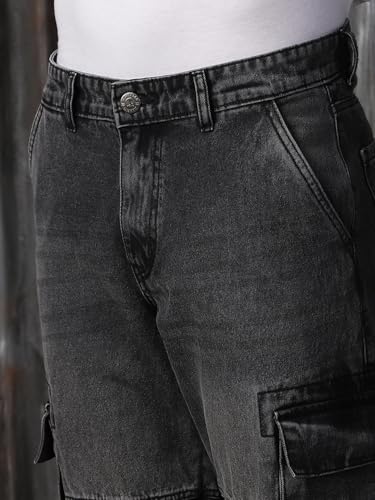 Image of High Star Men Cotton Washed Straight Fit Mid-Rise Regular Jeans
