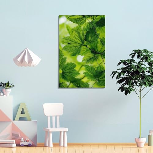 Décoration murale moderne feuilles vertes bien-être salon