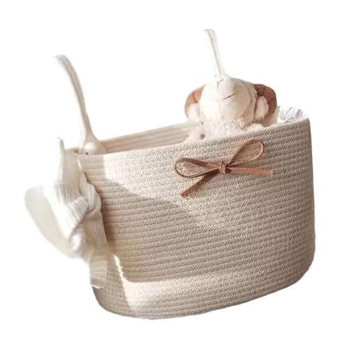 CAZSTYK Organizador colgante para cuna de bebé, cesta de almacenamiento con bolsillo grande, portátil, ahorro de espacio, accesorio de guardería, compartimento grande, cesta colgante para bebé