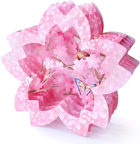 桜グリーティングカード 3D立体 ポップアップカード バレンタインデー 感謝カード 祝福カード 結婚式 手作りの贈り物 かわいい 誕生日カード 女の子 恋人 結婚記念カード 母の日カード サンキューカード ミニカード付き 桜咲く可愛い手紙 贈り物