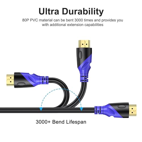 Image of 4K /60HZ HDMI Cable 20M (HDMI 2.0,18Gbps) Ultra High Speed Gold Plated Connectors,Ethernet Audio Return,Video 4K,FullHD1080p 3D Compatible with Blu-Ray,TV, Playstation, PS3, PS5, PC, HDTV