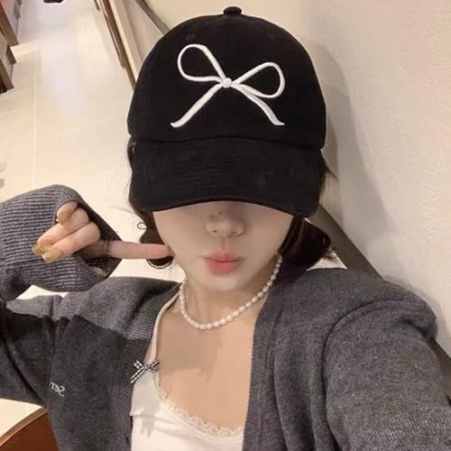 Image of Coquette Baseball Hat Bow Baseball Cap Ponytail Hat for Women Cute Distressed Cap Funny Trucker Hats for Women