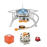 TGpao Ultralight Camping Gas Stove With Fuel Canister Adapter,Piezo Lgnition,Storage Box,Compatible with Propane,Butane,Isobutane,etc.Portable Pocket Cookware for Outdoor Backpacking Hiking,Camping