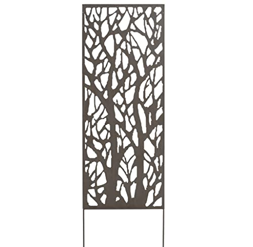Panneau métal avec motifs décoratifs/Arbres - 0,60 x 1,50 m - Brun vieilli