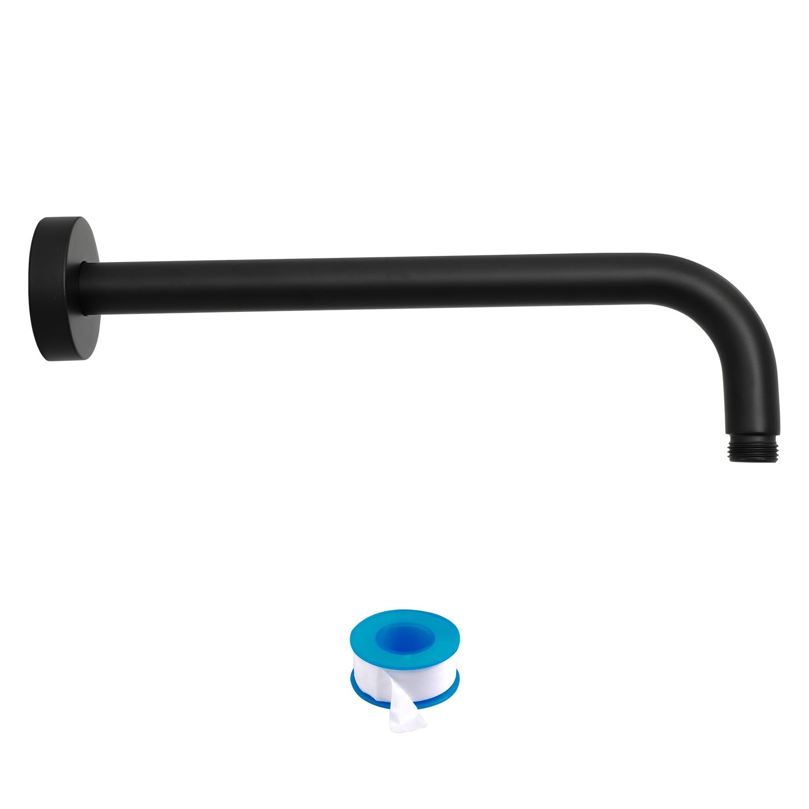 Lordear Shower Head Extension Arm 12 Inch S Shape Shower Arm T304 Stainless Steel Extension Shower Arm with Flange, Shower Head Height Extender for Rain Shower Heads,Matt Black