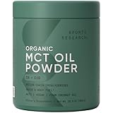 Sports Research Organic MCT Oil Powder - Keto & Vegan MCTs C8, C10 from Coconuts - Fatty Acid Brain & Body Fuel, Non-GMO & Gluten Free - Unflavored, Perfect in Coffee, Tea & Protein Shakes - 10.6 oz