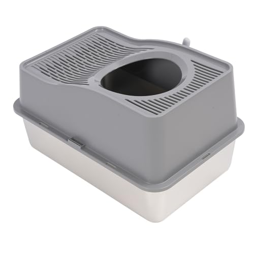 Arenero para gato semiencerrado acero inoxidable y plástico miniatura 5