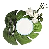 Fresco y natural: los manteles individuales de hojas están diseñados como hojas de palma, y el color verde brillante crea una sensación más fresca, añadiendo belleza a la decoración de tu mesa.