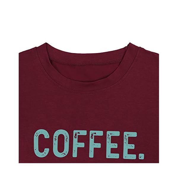 Coffee-Wine-Repeat-T-Shirt-Women-Letter-Print-Tee-Shirt-Drinking-Alcohol-Shirt-Wine-Lovers-Shirt-Tops Coffee Shirts for Women Graphic Tees Shirt Coffee Letter Print Shirt Tops Funny Saying (Wine Red, Medium)