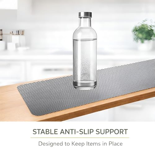 Image of DALUCI Anti Skid Fridge Mats Roll 5 Meters (45 cm x 500 cm) | Drawer Mat for Kitchen Drawers, Shelves & Wardrobe | Food Grade EVA Anti Slip Shelf Liner, Washable, Diamond Pattern, Grey