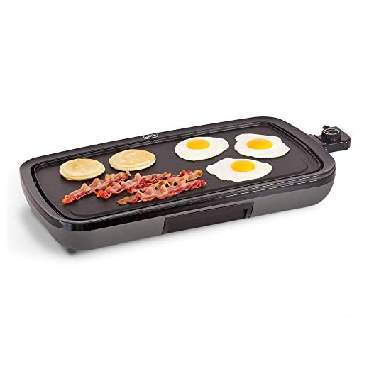 Dash Everyday Nonstick Electric Griddle for Pancakes, Burgers, Quesadillas, Eggs & other on the go Breakfast, Lunch & Snacks with Drip Tray + Included Recipe Book, 20in, 1500-Watt - Grey