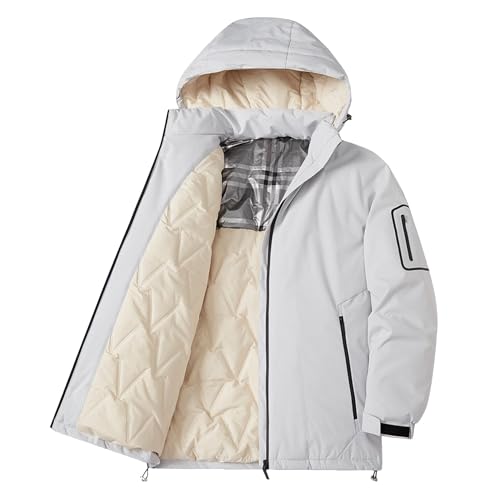 Veste de ski matelassée homme manteau bouffant léger chaud à capuche