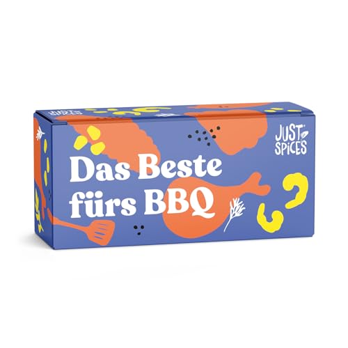Just Spices Grill Geschenkbox I Geschenkset mit 3 Gewürzdosen I Grill-Marinaden & Rubs für Fleisch, Fisch, Gemüse