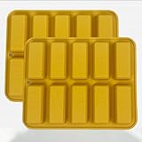 Gold Bar Silicone Mold, 10-Cavity Design, 2-Pack Ice Cube Tray for Chocolate, Candy, Gummy and Soap