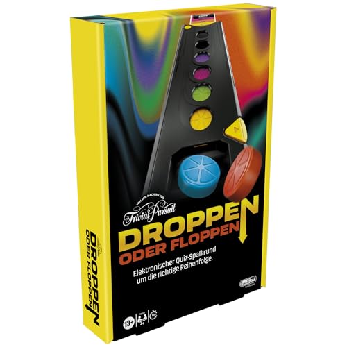 Droppen oder Floppen, elektronisches Partyspiel von den Machern von Trivial Pursuit - Deutsche Version, schneller Spielverlauf für viel Action