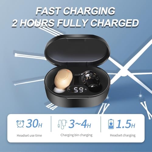 Hearing Aids, Miniature Hearing Amplifiers for Adults with Noise Cancelling, Rechargeable Hearing Aids for Seniors with Crystal Clear Sound, and LED Power Display (skin) - Thumbnail 2