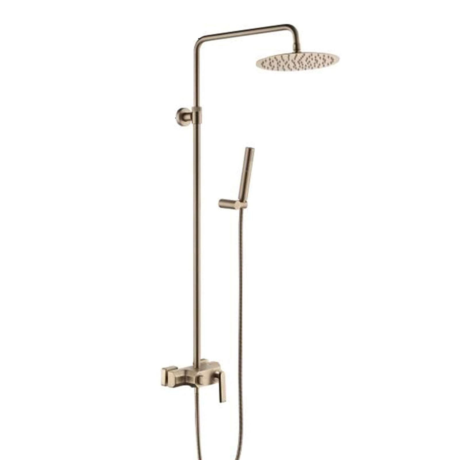 CWCQGH Rainfall Shower System Gold, Luxury Brass Shower Faucet Set with Hand Sprayer and Tub Spout, Wall Mounted Triple Functions Shower Mixer Tap