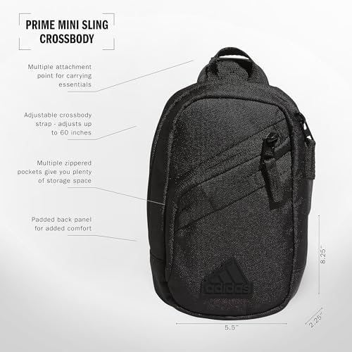 adidas Prime Mini Sling Crossbody Bag, Small Size for Festivals and Travel, Black, OSFA2