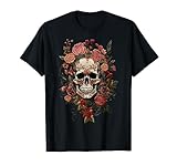 Schädel, Totenschädel, Skull, perfekte Geschenkidee, Kopf, Tattoo, Biker Skull, RTUZ, Blumen, Rose, Rosen, Floral,Skull T-shirt