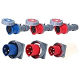 1pcs Industrial Plug and Socket 3P/4P/5Pin Electrical Connector 63A 125A IP67waterproof Wall Mounted Socket MALE FEMALE 220V 380V(Color:Mounted,Size:125A_5P)