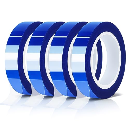 MEBMIK 4 Rolls 10mm x16m(52FT) Blue Heat Tape High Temperature Heat Resistant Tape Heat Transfer...