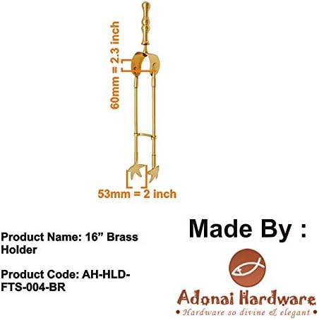 Adonai Hardware 16" Brass Holder (Polish Lacquered)