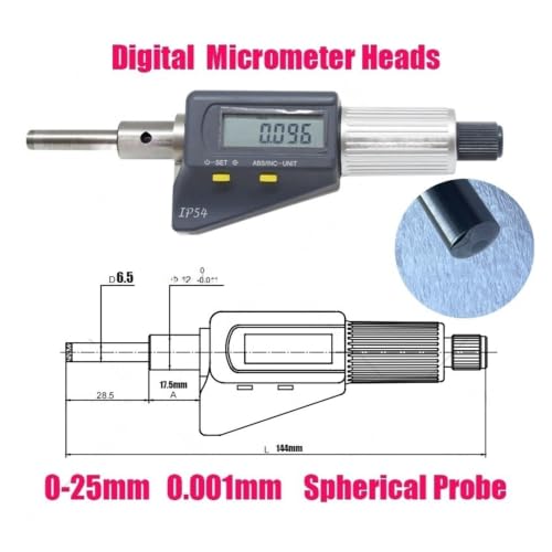 Cabezal de micrómetro electrónico 0-50 con precisión de 0.001 mm y perilla de ajuste 2