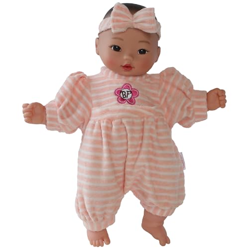 Goldberger Babys First 13 Bundle of Joy Asian Baby Doll w/Stripped Outfit & Matching Headband