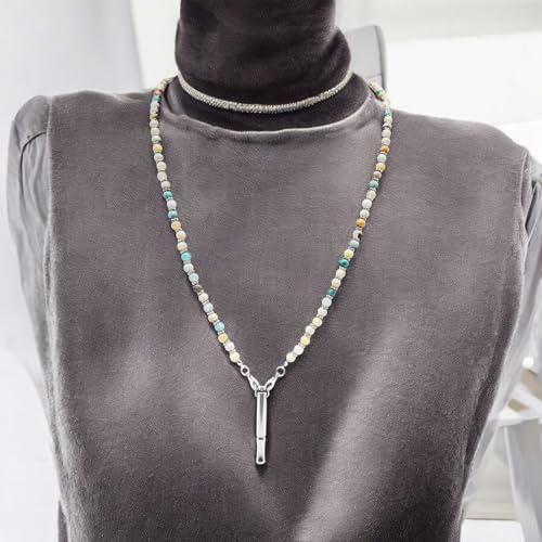 Quit Smoking Necklace Natural Amazonite Gemstone Breathing Necklace for Anxiety Relief Stop Smoking for Adult Women2