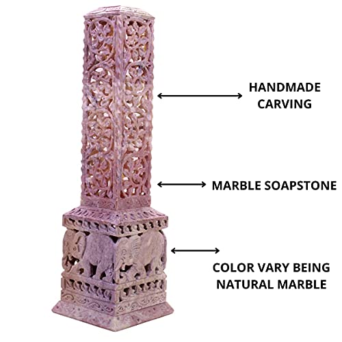 Kc Kullicraft Handmade Marble Soapstone Incense Stick Burner | Candle Stick Holder | Tea Light Burner - Elephant Carving Decorative Home And Kitchen Decor (3 X 3 X 11 Inches) #TOP6