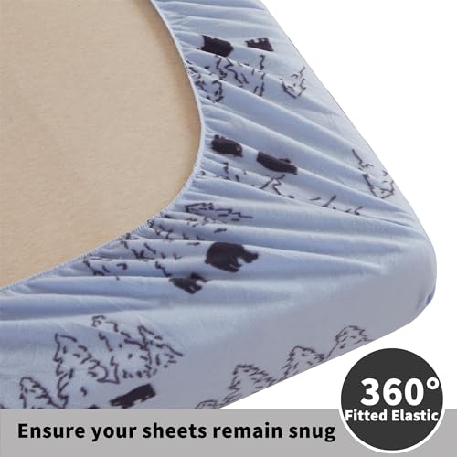 Image of Viviland Plush Microfleece Full Bed Sheet Set, Bear