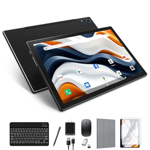 Latest 2025 Android 14 Tablet, 128GB+16(8+8 Expand) GB/512GB Expand, Octa-Core Tablets with 5G WiFi, 8000mAh Battery, 10.1 inch Tablets with 21MP Camera, Tablet with Keyboard, Bluetooth, Mouse, Case