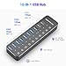 Powered USB Hub, RSHTECH 10-Port USB 3.2/USB C Hub 60W with 10Gbps USB-A 3.2, 2 USB-C 3.2, 7 USB 3.0 Ports, Individual Touch Switches and 3.3ft Cable, Hybrid USB Splitter for Laptop/PC, RSH-ST10C