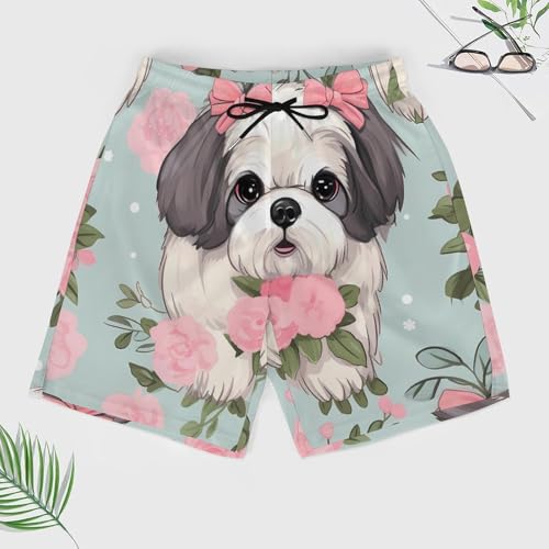 Shih Tzu Dog Men's Swim Trunks Board Shorts Quick Dry Bathing Suit Swimwear with Compression Liner3