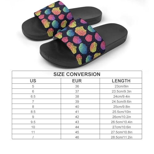 Rainbow Brains Pattern House Sandals Slip On Bathroom Slippers Beach Summer Shoes for Men Women2