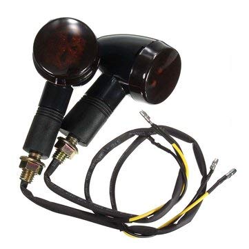 Indicador de señal de giro de calavera universal 12V con bombilla ámbar para moto en color negro