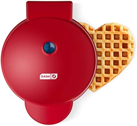 Dash Express 8” Waffle Maker for Waffles, Paninis, Hash Browns + other Breakfast, Lunch, or Snacks, with Easy Clean, Dual Non-Stick Surfaces - Red Heart