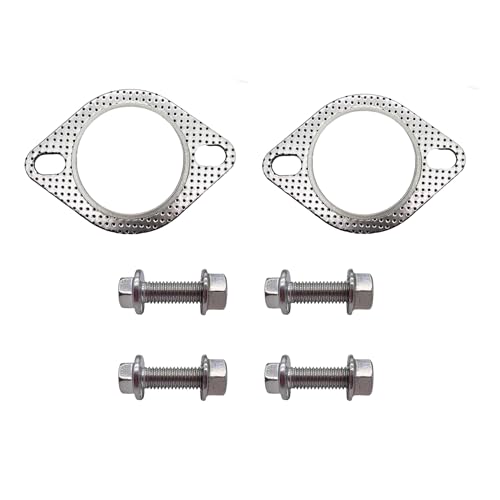 Image of 2 PCS Car Exhaust Gasket & 4 PCS Flange Bolt Nuts,Manifold Exhaust Gasket, 3 Inch Muffler Flange Manifold 120-07610-0002,Exhaust Pipe Bolts and Nuts