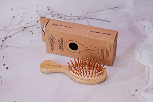 Image of Mini Travel Size Hair Brush for Women /Men /Kids,Small Pocket Paddle Bamboo Brush for Detangling Wet and Dry All Hair Types