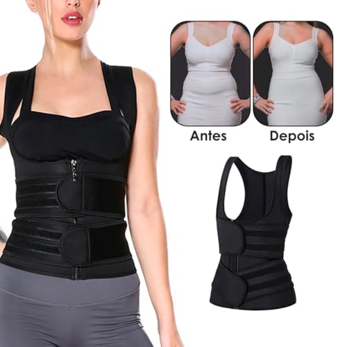 SlimFit – Cinta Modeladora Feminina Corpete com Fecho Duplo (preto, XXX-Grande)