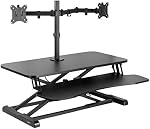 VIVO Hauteur réglable 32 convertisseur de bureau permanent de pouce avec double 13 à 30 de pouce Moniteur Stand, Sit Stand Monitor Mont et Riser Bureau, Noir, DESK-V000K-M2