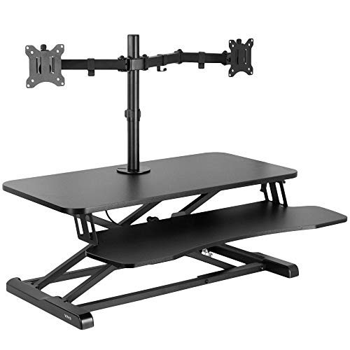Black Desk Riser with Dual Monitor Mount Assembly (DESKV000KM2)