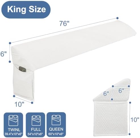 Gehannah King Bed Wedge Pillow for Headboard, 76x10x6 inch - 4